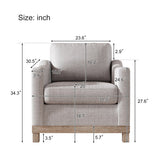 Accent Chairs Linen Upholstered Arm Chairs with Wood Base