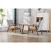 Accent Chairs Set of 2 with Side Table, Wood and Fabric Armchairs Side Chair, Lounge Reading Chair for Living Room