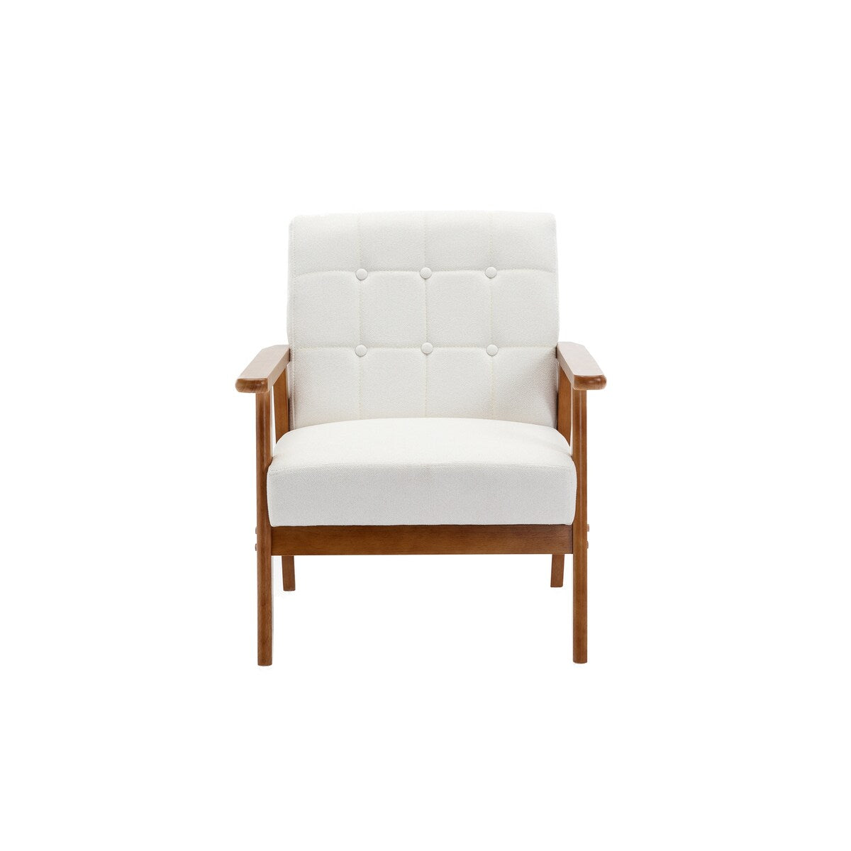 Accent Chairs Set of 2 with Side Table, Wood and Fabric Armchairs Side Chair, Lounge Reading Chair for Living Room