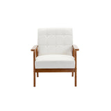 Accent Chairs Set of 2 with Side Table, Wood and Fabric Armchairs Side Chair, Lounge Reading Chair for Living Room
