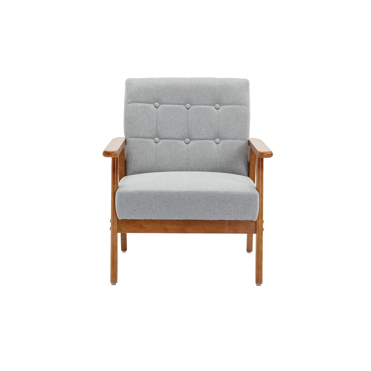 Accent Chairs Set of 2 with Side Table, Wood and Fabric Armchairs Side Chair, Lounge Reading Chair for Living Room