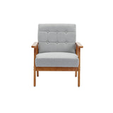 Accent Chairs Set of 2 with Side Table, Wood and Fabric Armchairs Side Chair, Lounge Reading Chair for Living Room