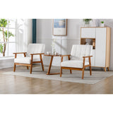 Accent Chairs Set of 2 with Side Table, Wood and Fabric Armchairs Side Chair, Lounge Reading Chair for Living Room