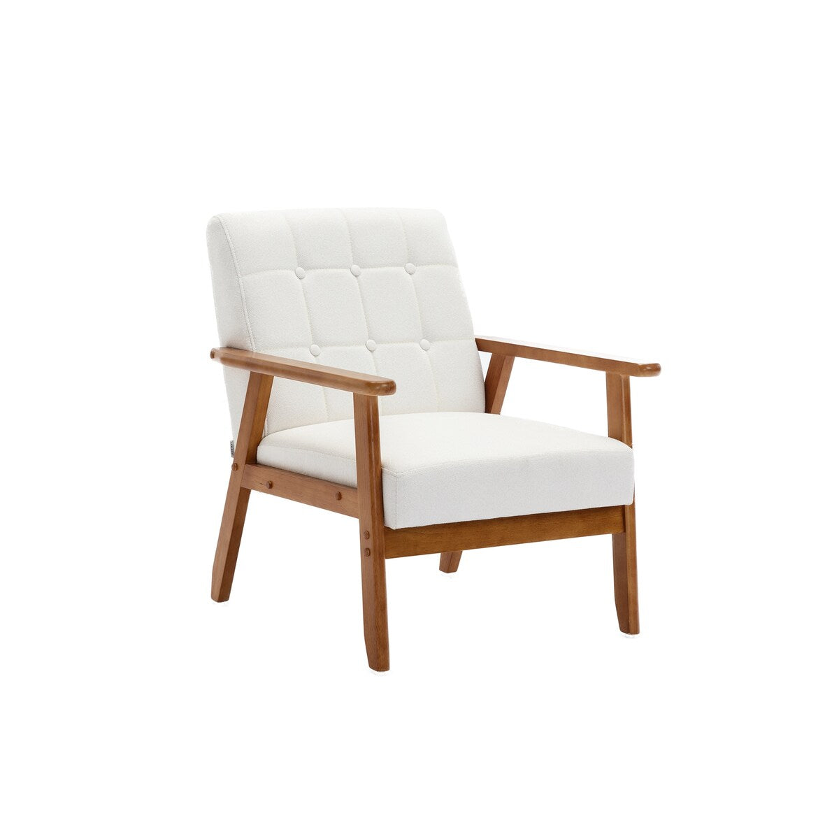 Accent Chairs Set of 2 with Side Table, Wood and Fabric Armchairs Side Chair, Lounge Reading Chair for Living Room