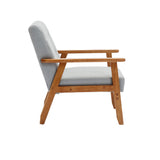 Accent Chairs Set of 2 with Side Table, Wood and Fabric Armchairs Side Chair, Lounge Reading Chair for Living Room