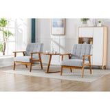 Accent Chairs Set of 2 with Side Table, Wood and Fabric Armchairs Side Chair, Lounge Reading Chair for Living Room