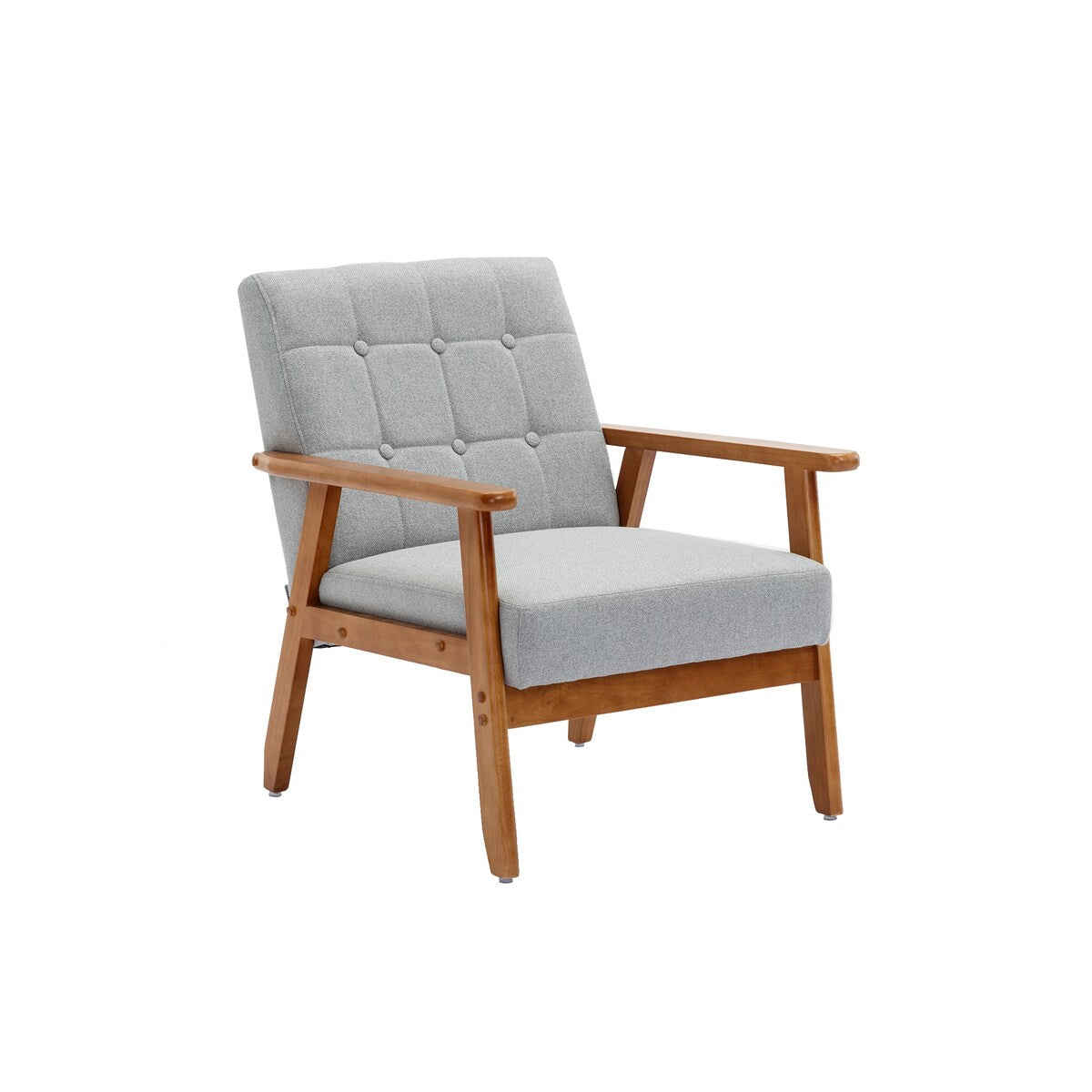 Accent Chairs Set of 2 with Side Table, Wood and Fabric Armchairs Side Chair, Lounge Reading Chair for Living Room