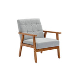 Accent Chairs Set of 2 with Side Table, Wood and Fabric Armchairs Side Chair, Lounge Reading Chair for Living Room