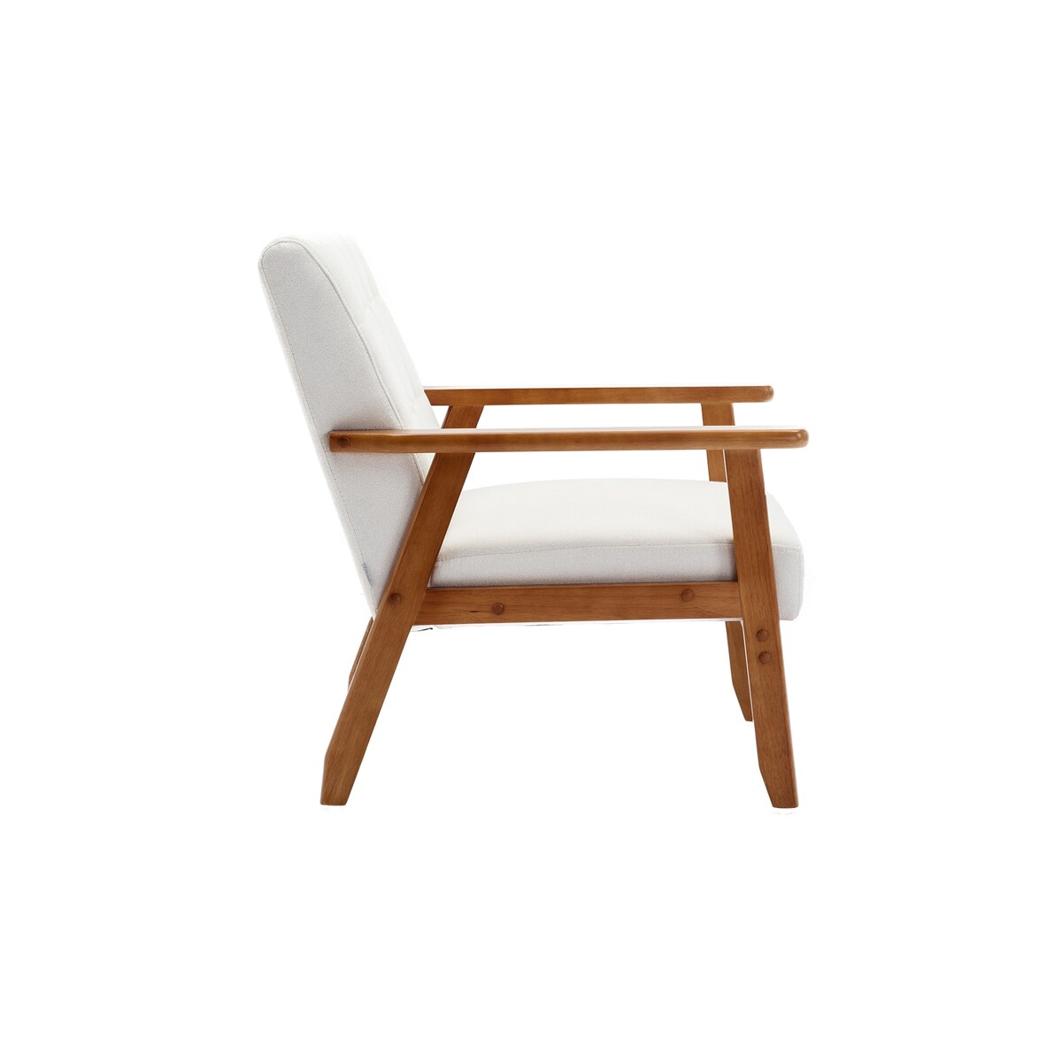 Accent Chairs Set of 2 with Side Table, Wood and Fabric Armchairs Side Chair, Lounge Reading Chair for Living Room