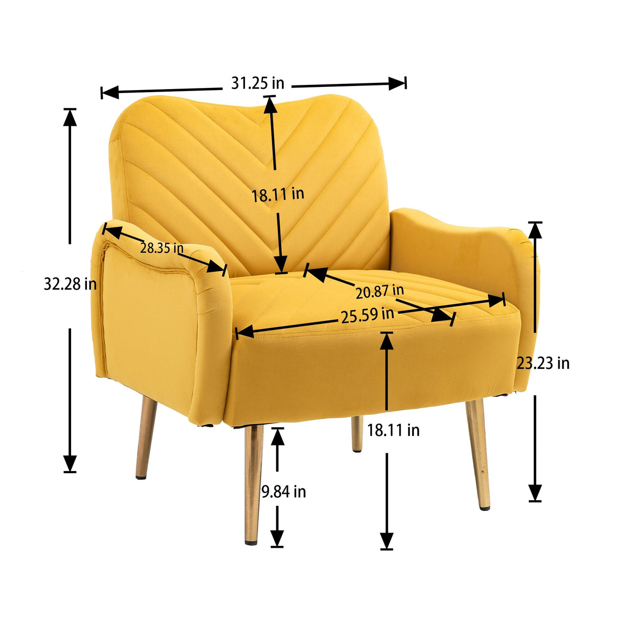 Accent Chairs Upholstered Arm Chairs Modern Leisure Reading Chair with Golden Feet