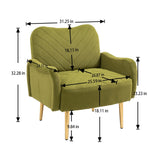 Accent Chairs Upholstered Arm Chairs Modern Leisure Reading Chair with Golden Feet