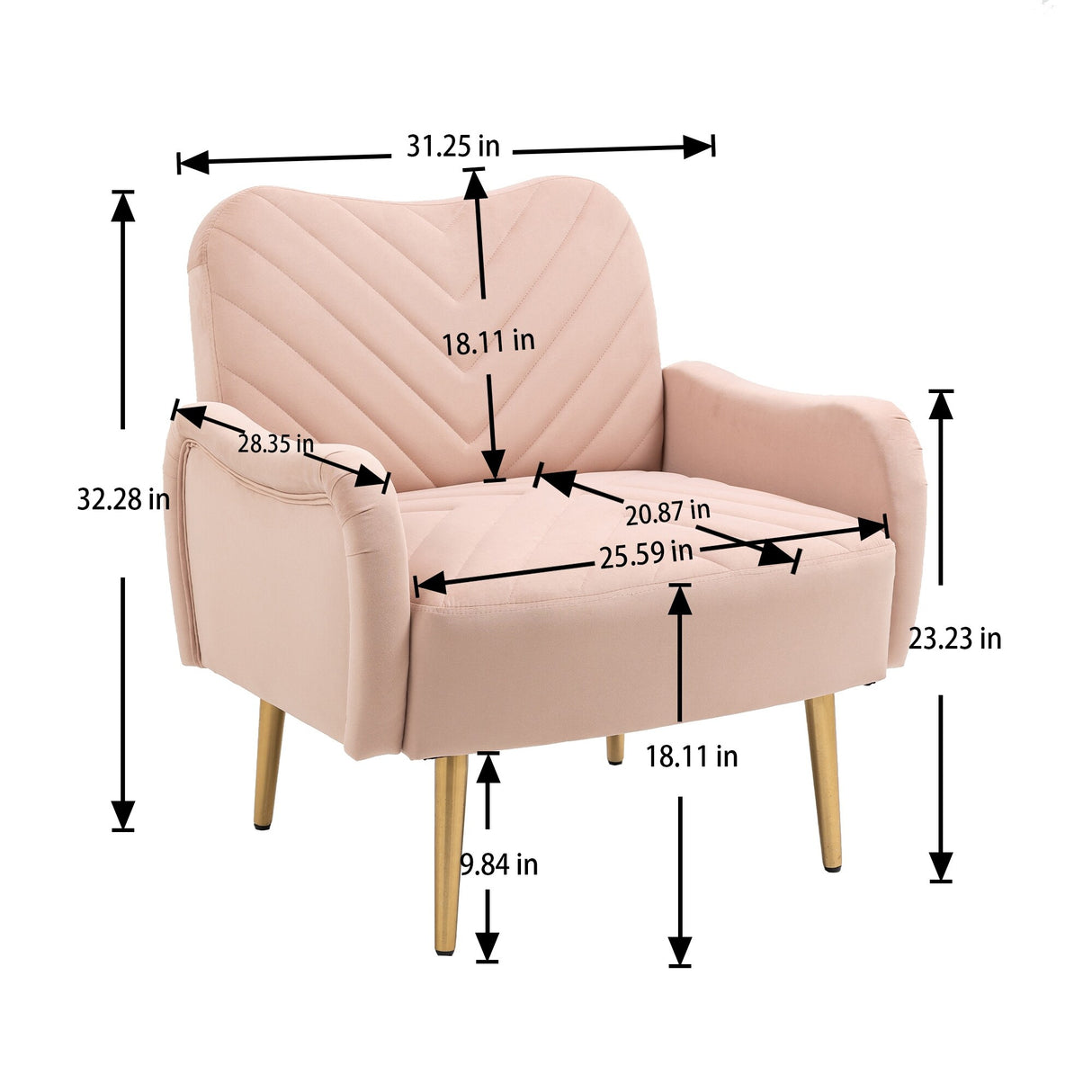 Accent Chairs Upholstered Arm Chairs Modern Leisure Reading Chair with Golden Feet