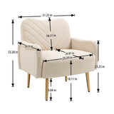 Accent Chairs Upholstered Arm Chairs Modern Leisure Reading Chair with Golden Feet
