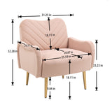Accent Chairs Upholstered Arm Chairs Modern Leisure Reading Chair with Golden Feet