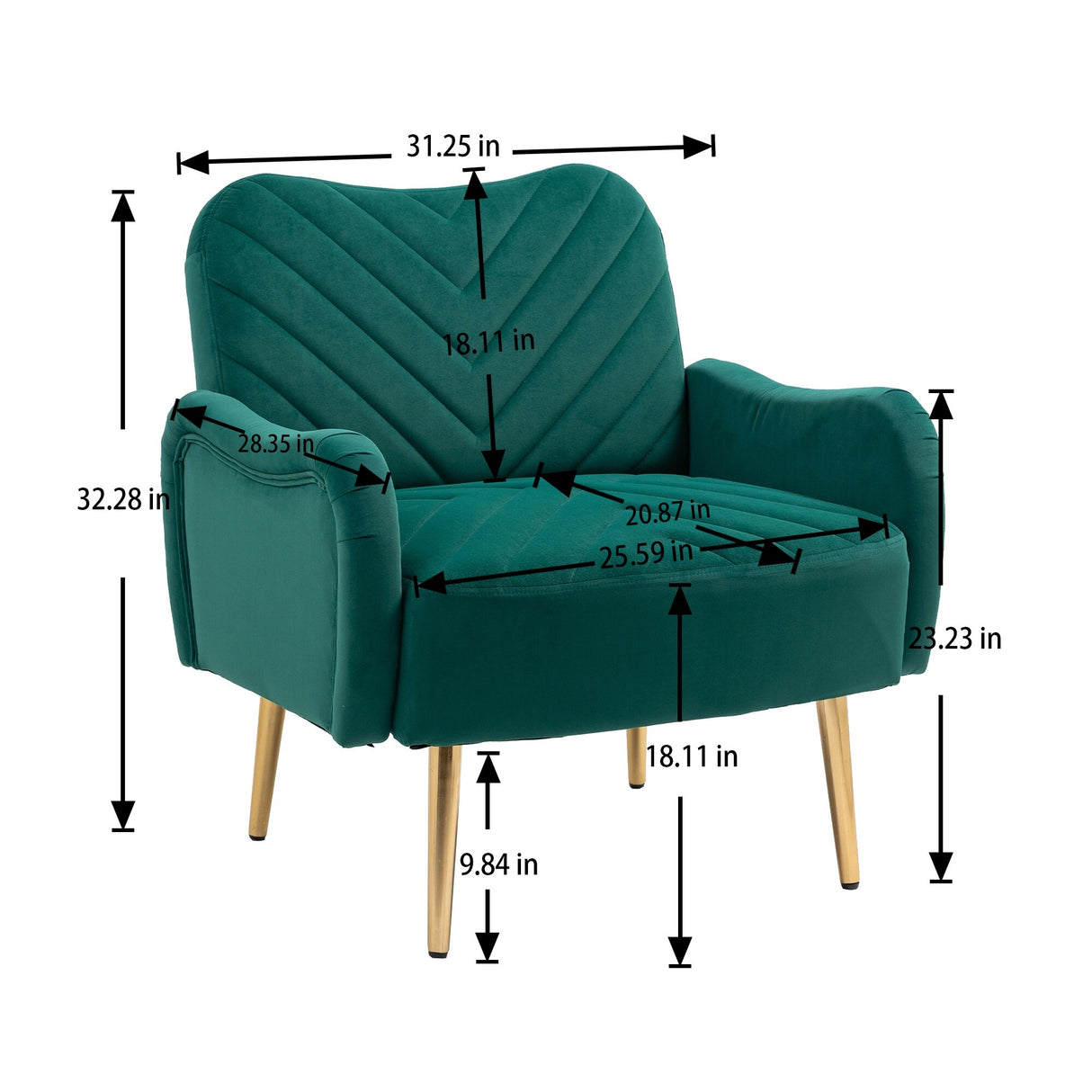 Accent Chairs Upholstered Arm Chairs Modern Leisure Reading Chair with Golden Feet