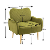 Accent Chairs Upholstered Arm Chairs Modern Leisure Reading Chair with Golden Feet