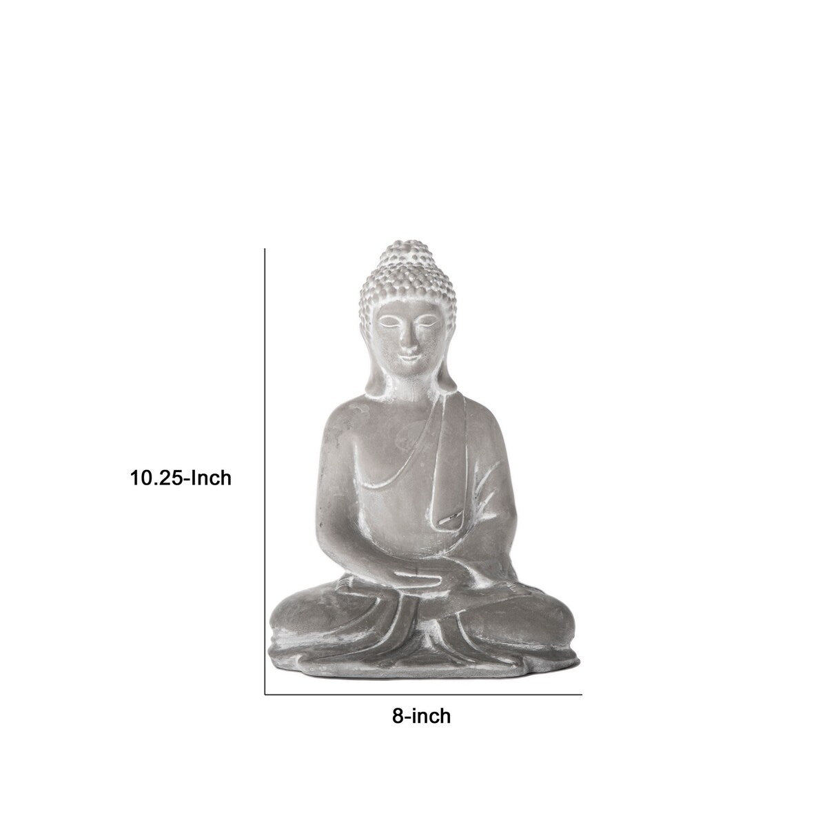 Accent Decor with Cement Meditating Buddha Figurine, Washed Gray