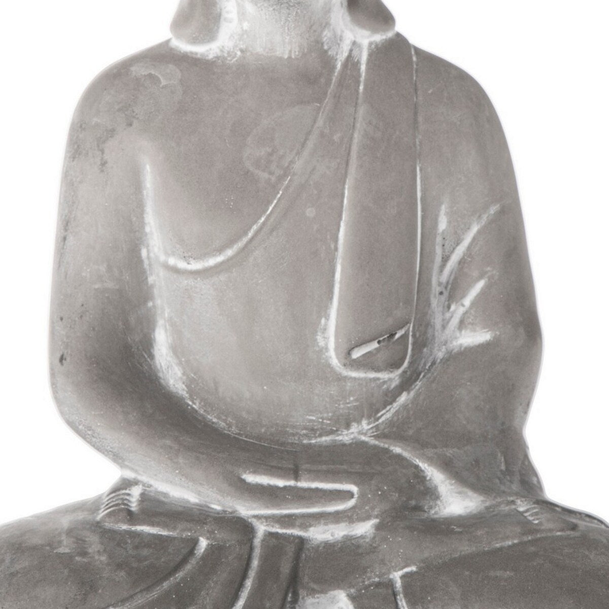 Accent Decor with Cement Meditating Buddha Figurine, Washed Gray