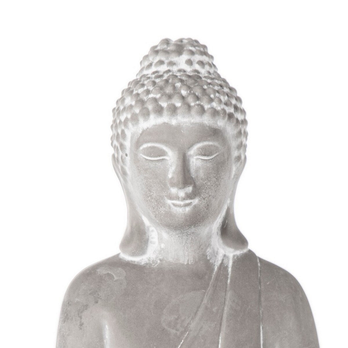 Accent Decor with Cement Meditating Buddha Figurine, Washed Gray