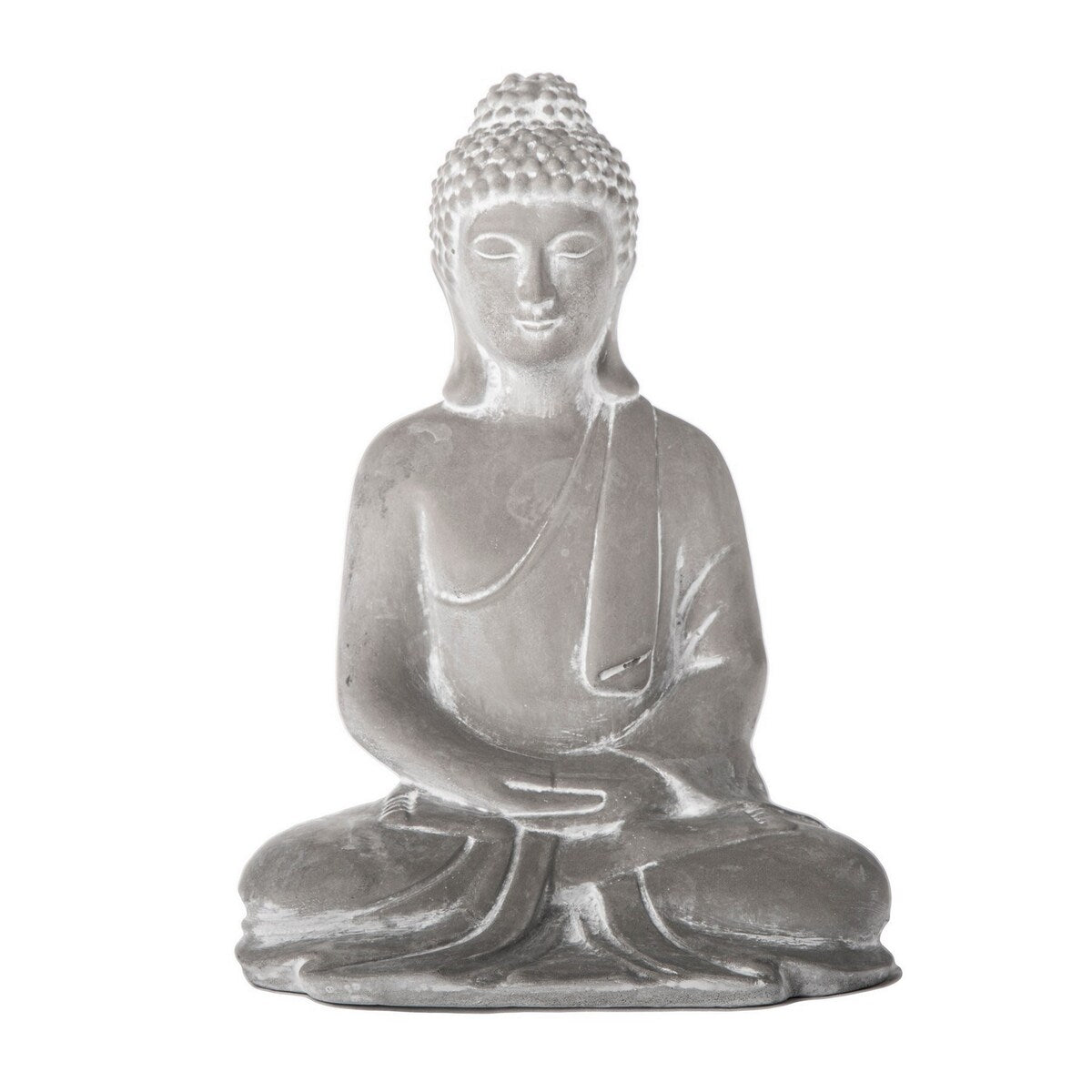 Accent Decor with Cement Meditating Buddha Figurine, Washed Gray