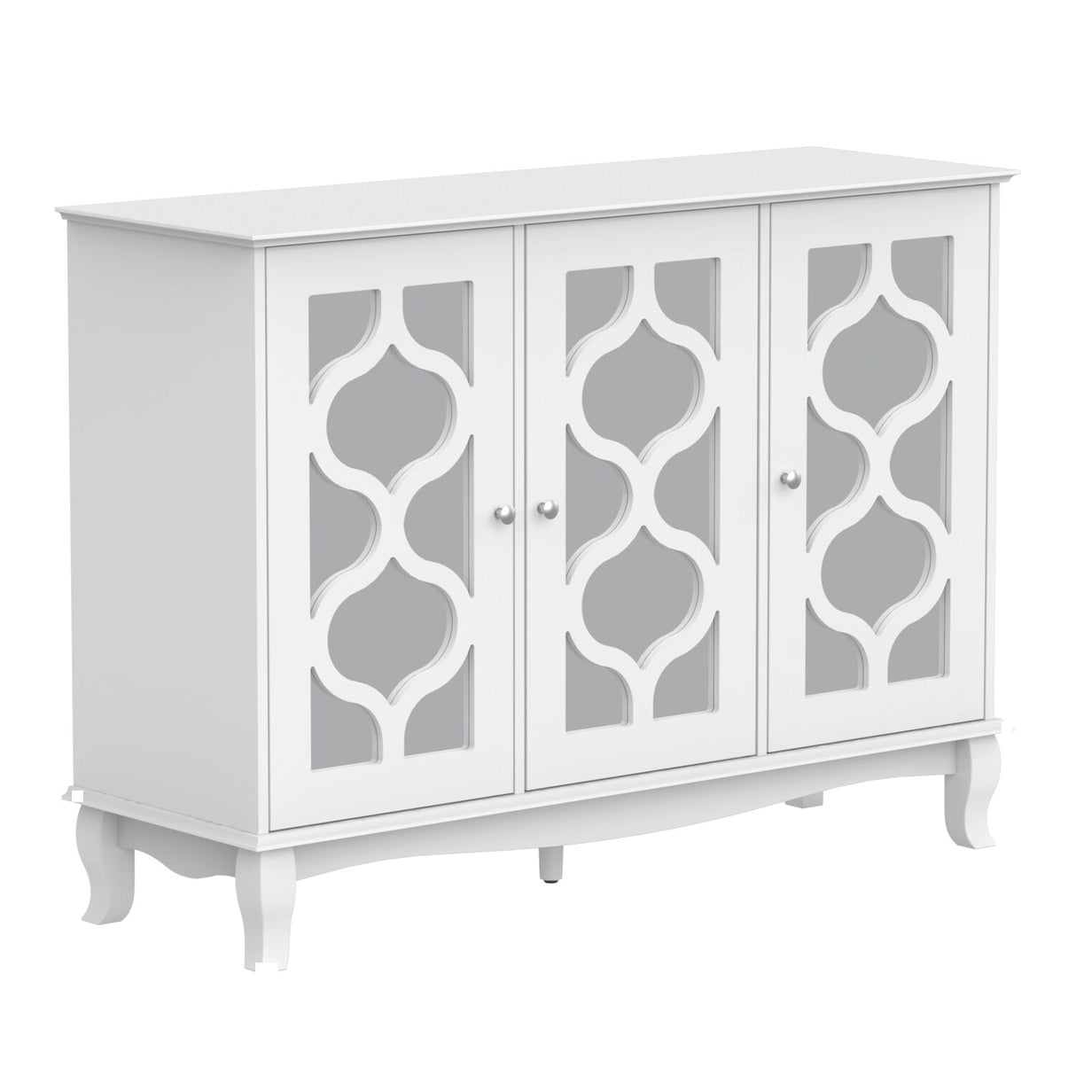 Accent Mirrored Doors Decorative Cabinet Buffet Sideboard Bookshelf