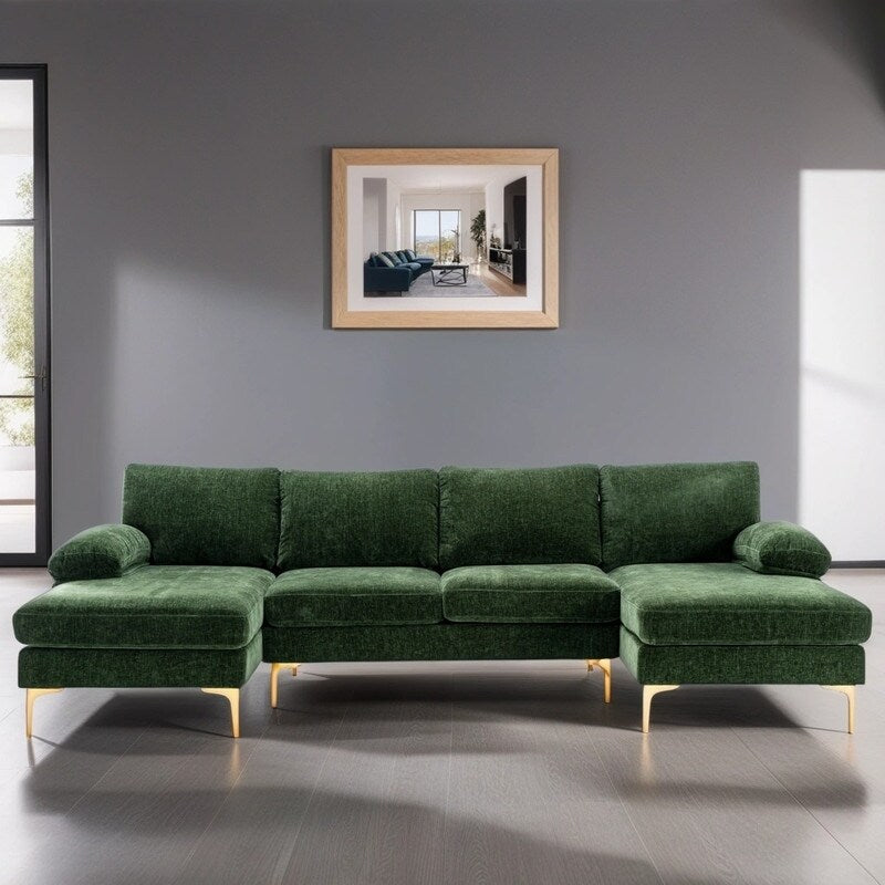 Accent Modular Sofa Living Room Sofa U-Shaped Sectional Sofa, Black