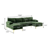 Accent Modular Sofa Living Room Sofa U-Shaped Sectional Sofa, Black