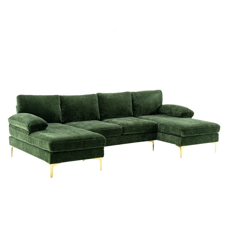 Accent Modular Sofa Living Room Sofa U-Shaped Sectional Sofa, Black