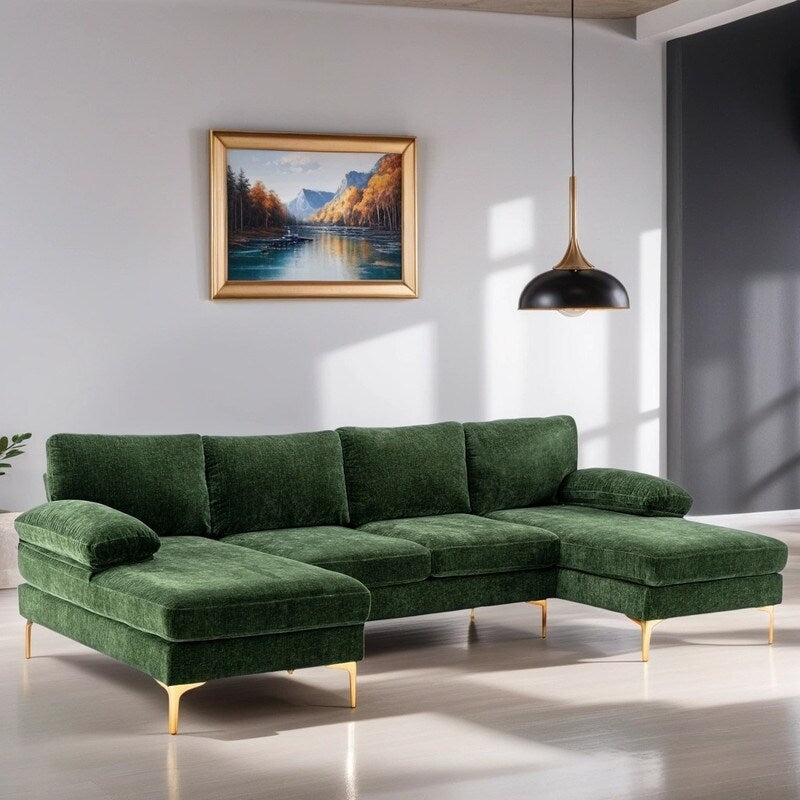 Accent Modular Sofa Living Room Sofa U-Shaped Sectional Sofa, Black