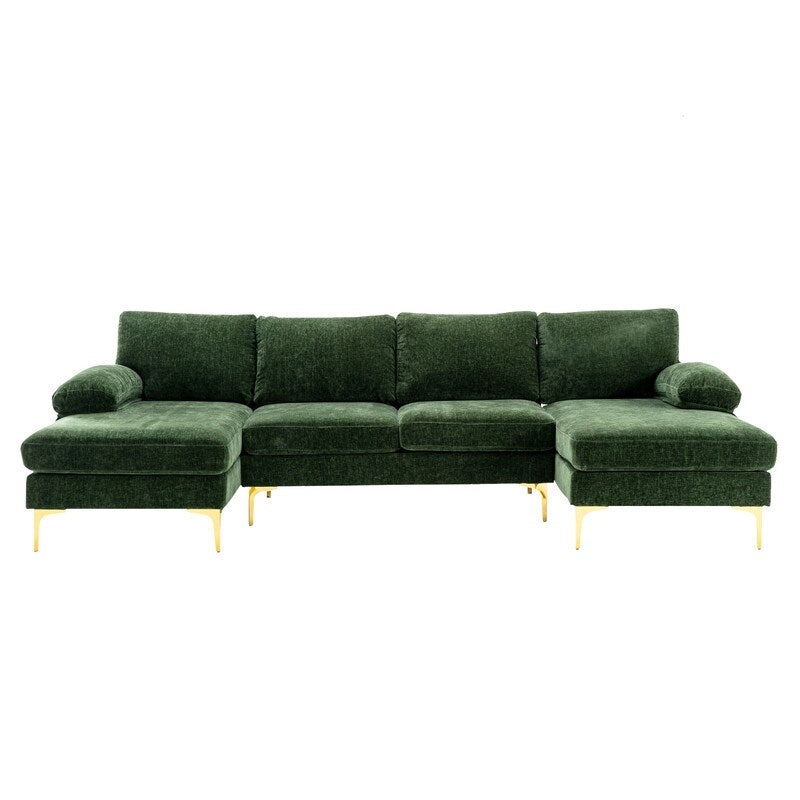 Accent Modular Sofa Living Room Sofa U-Shaped Sectional Sofa, Black