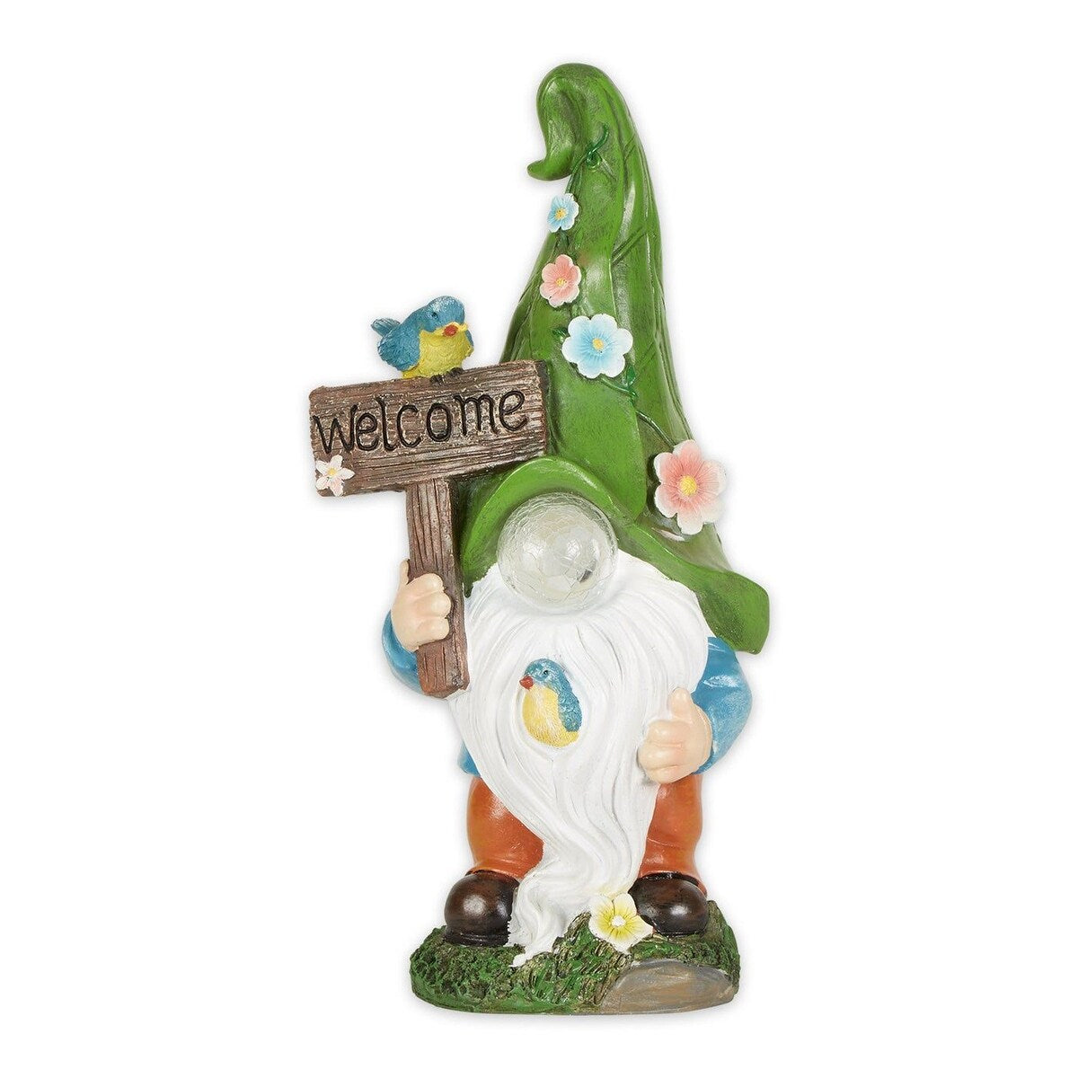 Accent Plus Home Decor Glowing Nose Gnome Welcome Sign Solar Statue - 8.5x5.9x16