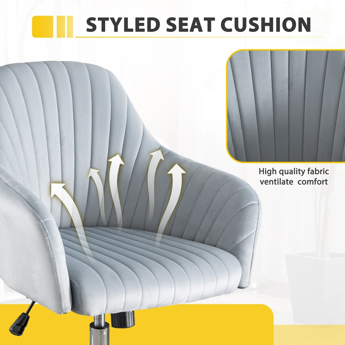 Accent chair Modern home office leisure chair with adjustable velvet height and adjustable casters
