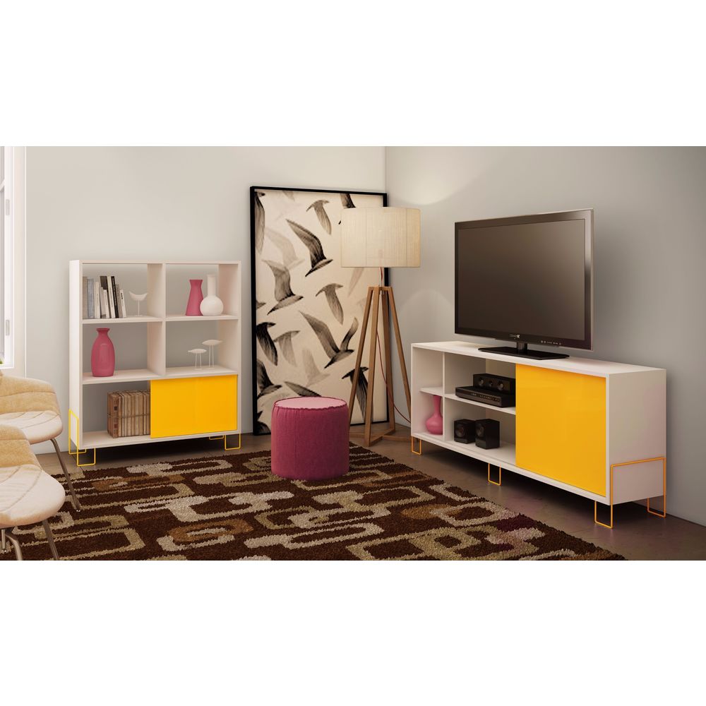 Manhattan Comfort Nacka 4-shelf TV Stand with Sliding Door