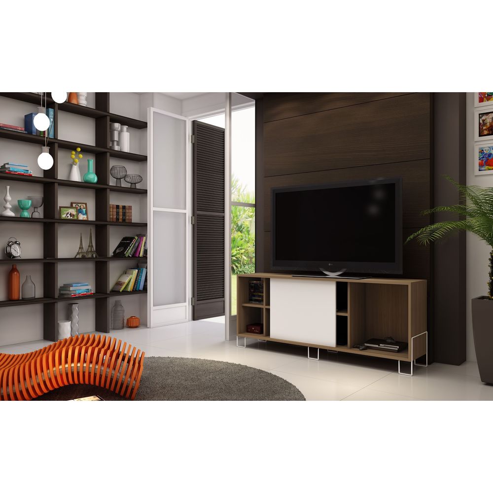 Manhattan Comfort Nacka 4-shelf TV Stand with Sliding Door