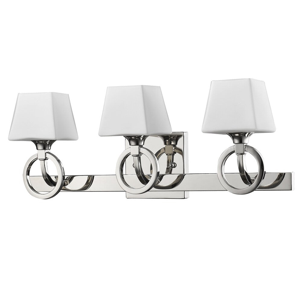 Acclaim Lighting Josephine Indoor 3-Light Bath with Glass Shades in Polished Nickel - Silver
