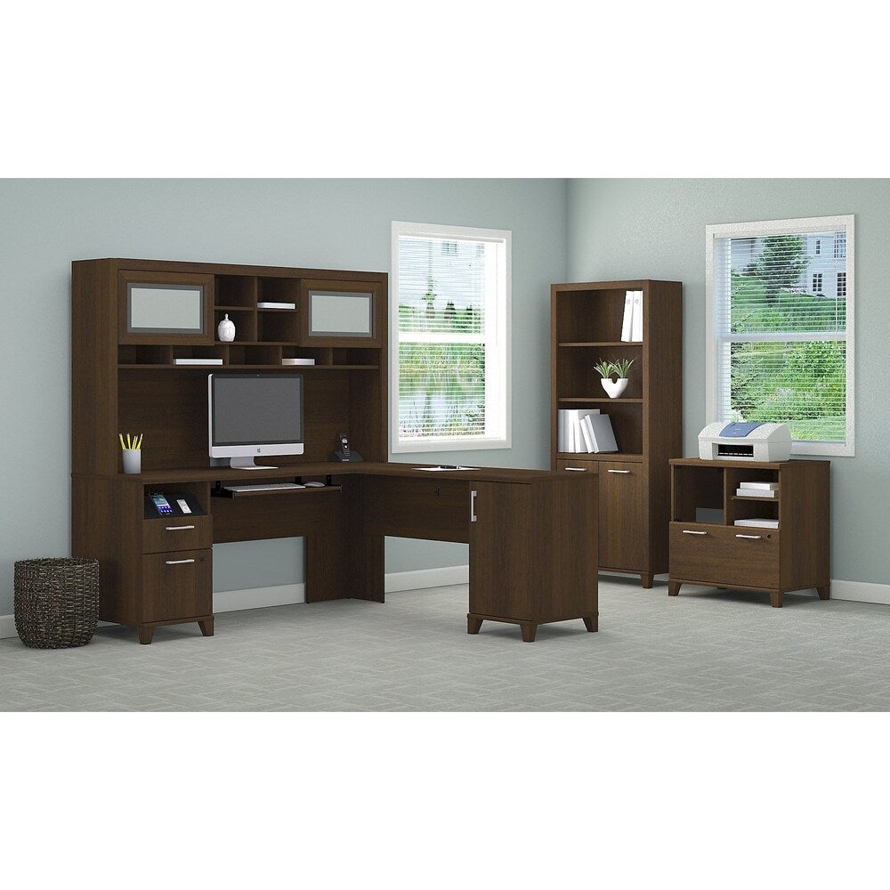 Achieve L Shaped Desk with Hutch, Bookcase and Printer Stand Cabinet