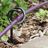 Achla Designs 14" H Graphite Wrought Iron Hose Guard w/Ball End Design (Set of 6), Hose Guide - 14"H