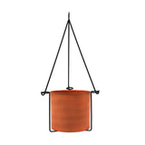 Achla Designs 22.5"H Black Wrought Iron Indoor Outdoor Vera Hanging Planter w/Cylindrical Galvanized Steel Pot