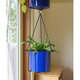 Achla Designs 22.5"H Black Wrought Iron Indoor Outdoor Vera Hanging Planter w/Cylindrical Galvanized Steel Pot