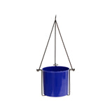 Achla Designs 22.5"H Black Wrought Iron Indoor Outdoor Vera Hanging Planter w/Cylindrical Galvanized Steel Pot