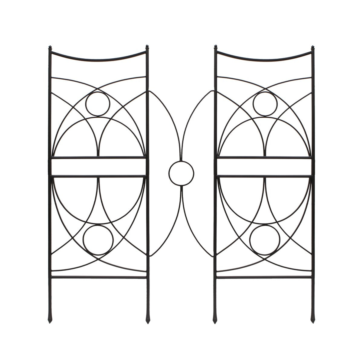 Achla Designs 86.25"H Black Powdercoated Wrought Iron Outdoor Garden Aurora Trellis