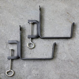 Achla Designs Pair of Clamp-On Flower Box Brackets, 6 Inch Wide, Black Powder Coat Finish