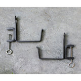 Achla Designs Pair of Clamp-On Flower Box Brackets, 6 Inch Wide, Black Powder Coat Finish