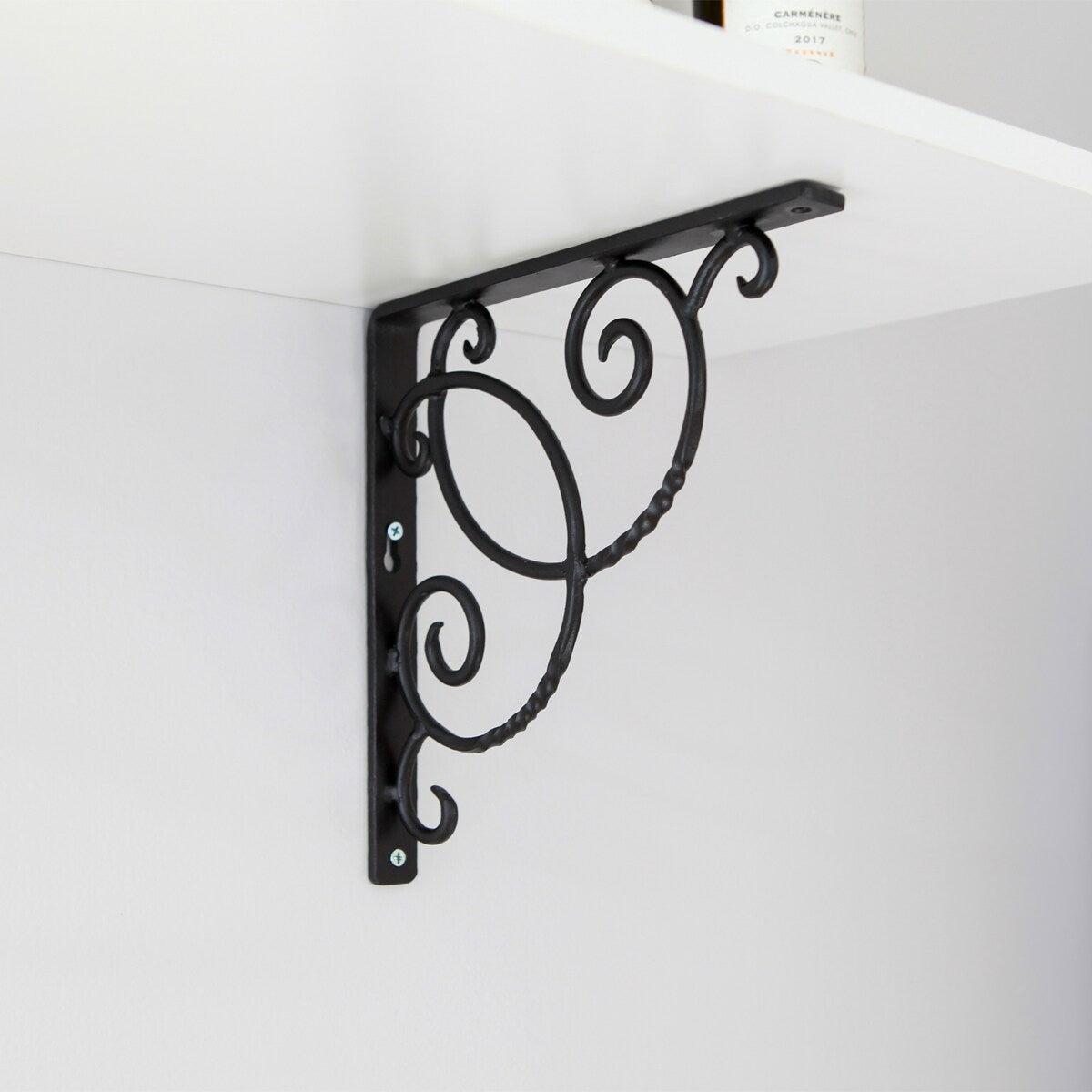 Achla Designs Scroll Shelf Bracket, 10 Inch Diameter, Black Powder Coat Finish