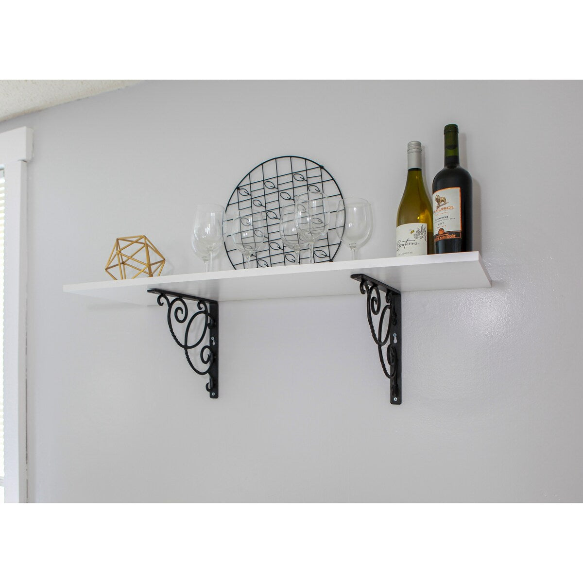 Achla Designs Scroll Shelf Bracket, 10 Inch Diameter, Black Powder Coat Finish