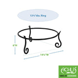 Achla Designs Short Ring Stand II for Planter, Birdbath, Gazing Ball, 14.75 Inch Diameter, Black Powder Coat Finish