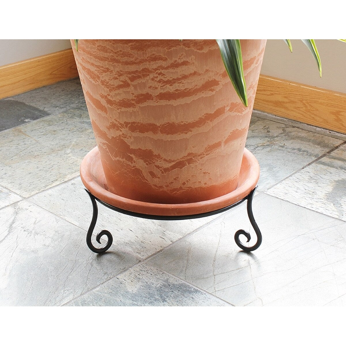 Achla Designs Short Ring Stand II for Planter, Birdbath, Gazing Ball, 14.75 Inch Diameter, Black Powder Coat Finish