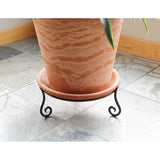 Achla Designs Short Ring Stand II for Planter, Birdbath, Gazing Ball, 14.75 Inch Diameter, Black Powder Coat Finish