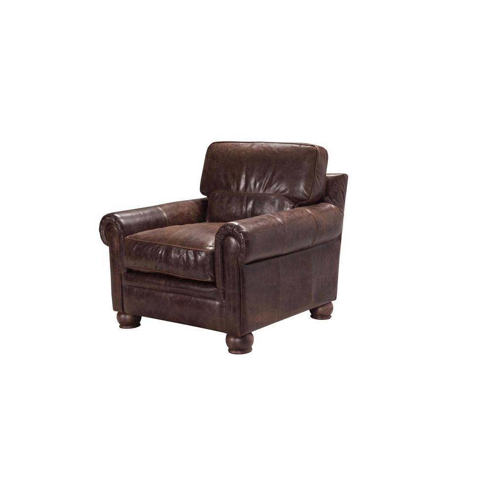 Acme Furniture Columbus Vintage Espresso Top Grain Italian-made Leather Chair