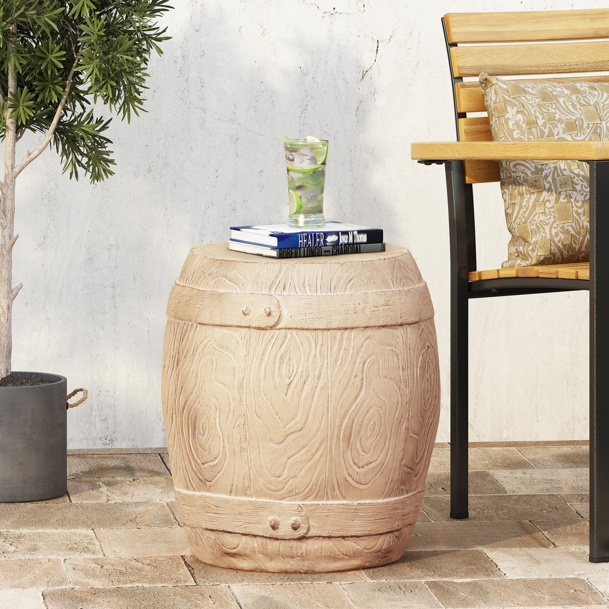 Acorn Outdoor Lightweight Concrete Side Table by Christopher Knight Home